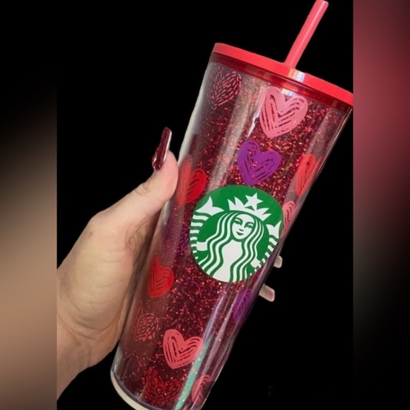 Starbucks Valentines Day Red Glitter Heart Cup Tumbler 24oz New 2022 Target Only - Picture 8 of 8